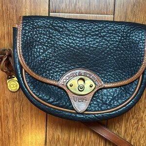 Dooney & Bourke Navy and Brown Leather Crossbody Bag